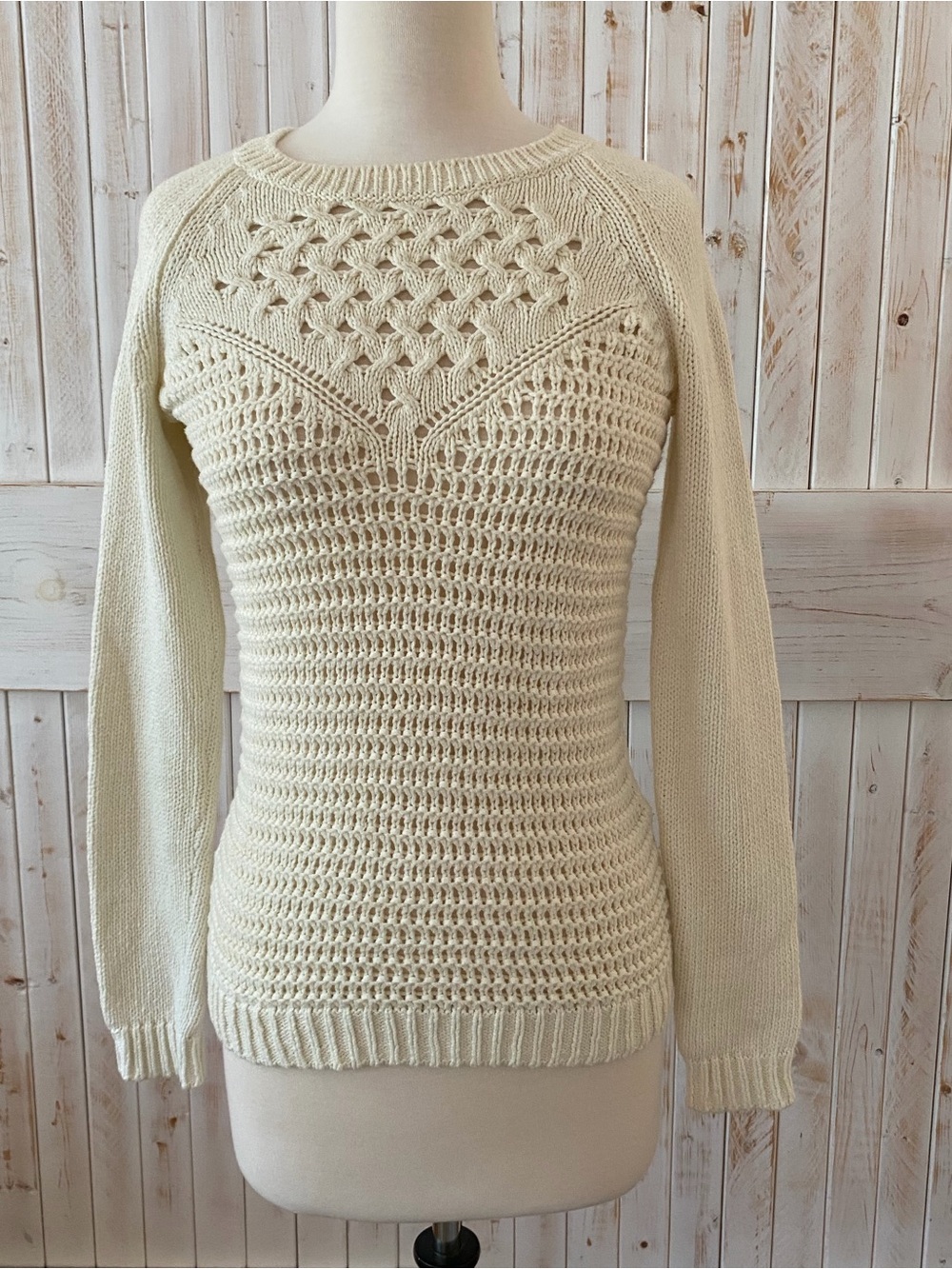 Lovers + Friends Cream Crochet Detail Crewneck Sweater